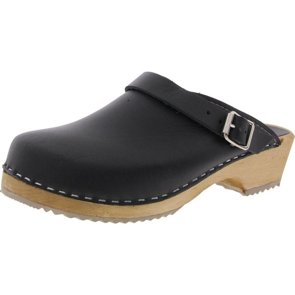 MIA 1976 Womens Black Solid Leather Mules NWOB